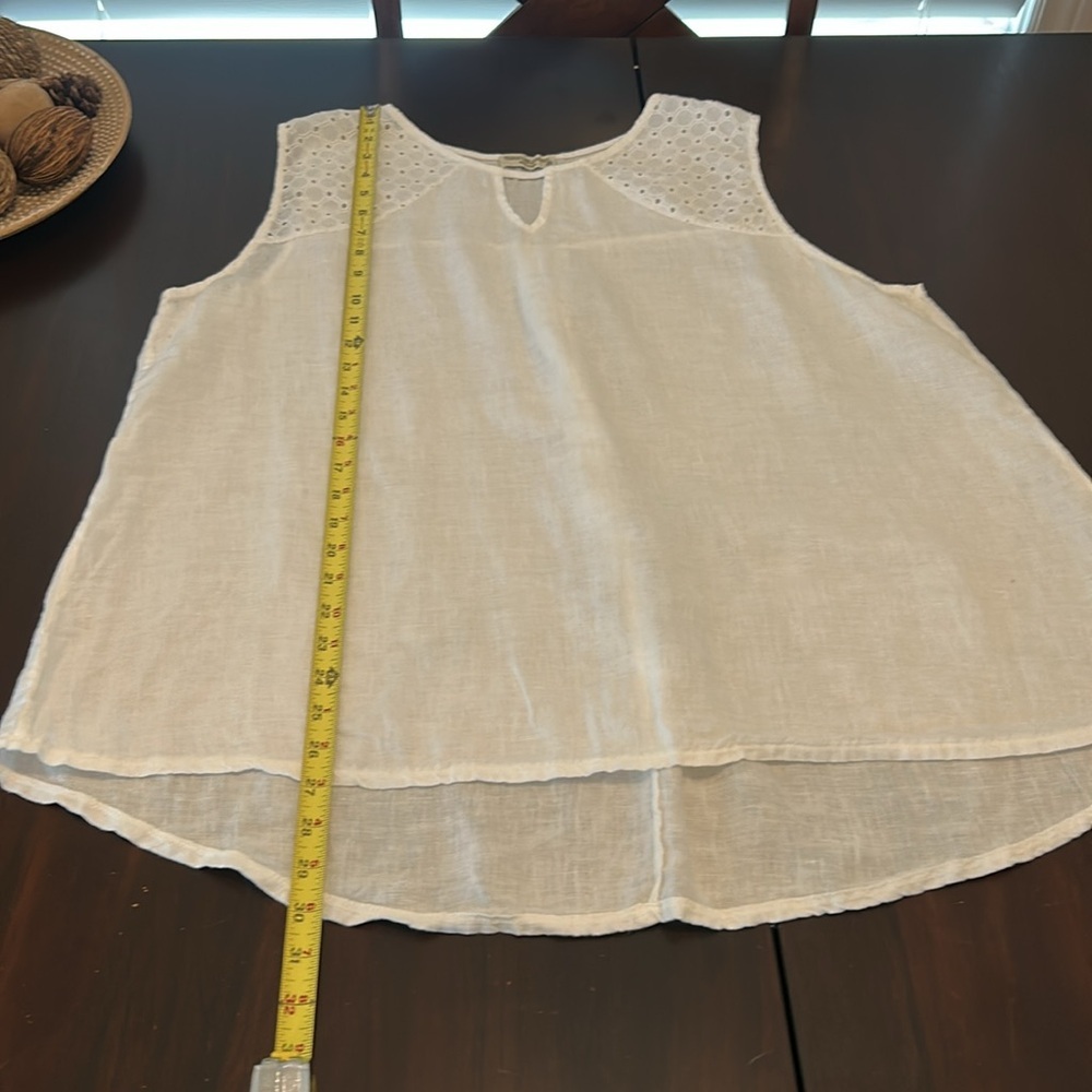Terzo Millennio Made in Italy White Linen Sleeveless Tunic Top Size 3X - Picture 5 of 14